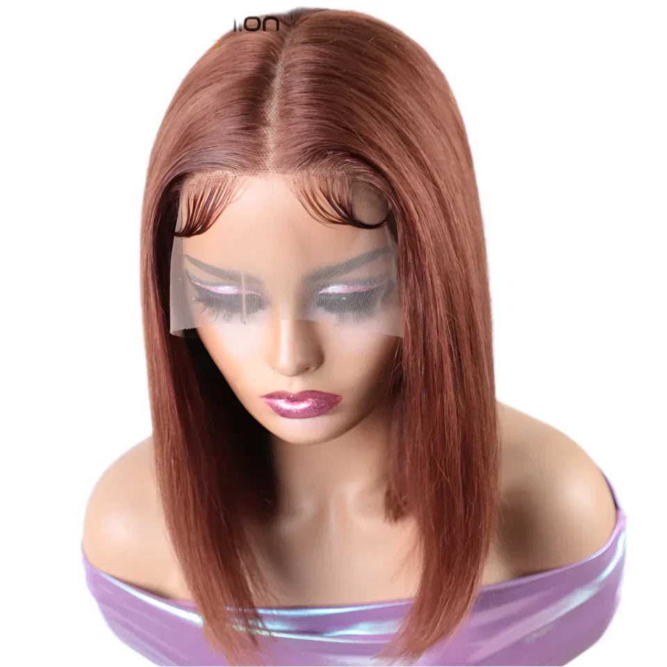 180% Density Honey Blonde Bob Wig | Straight T-Part Lace Front Brazilian Human Hair