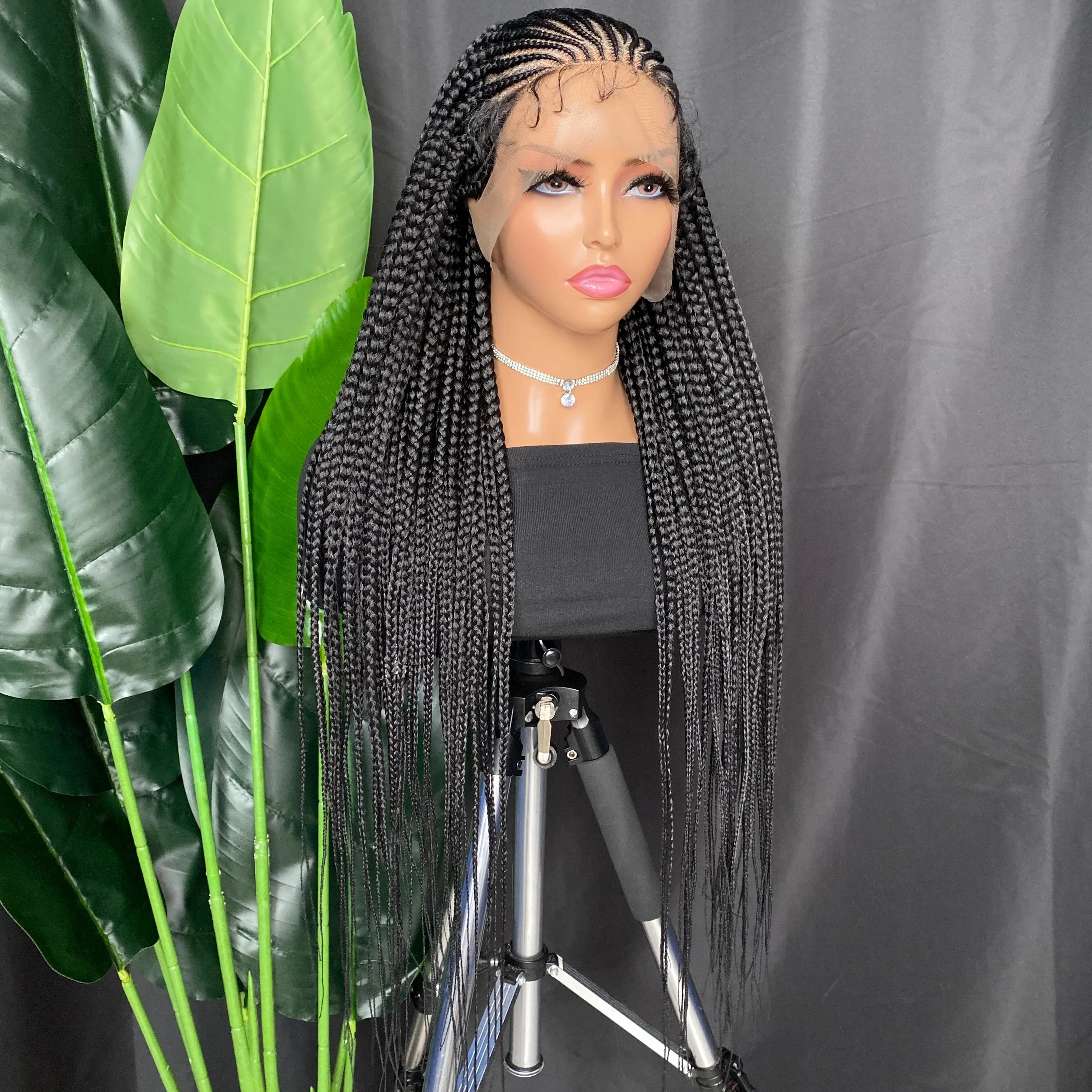 34" Knotless Box Braided Wig | Synthetic Lace Braided Wig | Long Braids | Baby Hair | Black Women