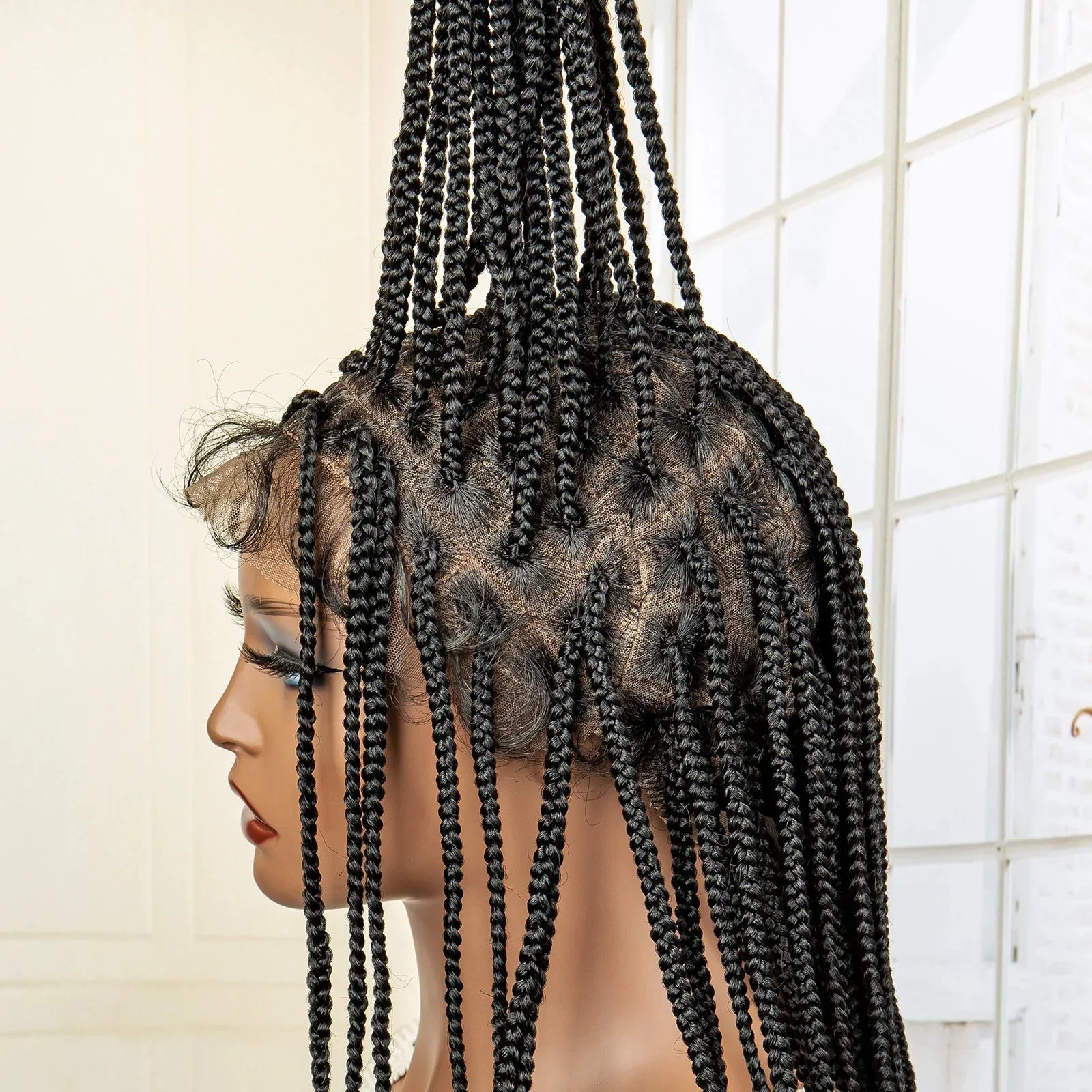 24" Full Lace Knotless Box Braided Wig | Lace Frontal Cornrow Braids | Baby Hair Synthetic Wig for Women