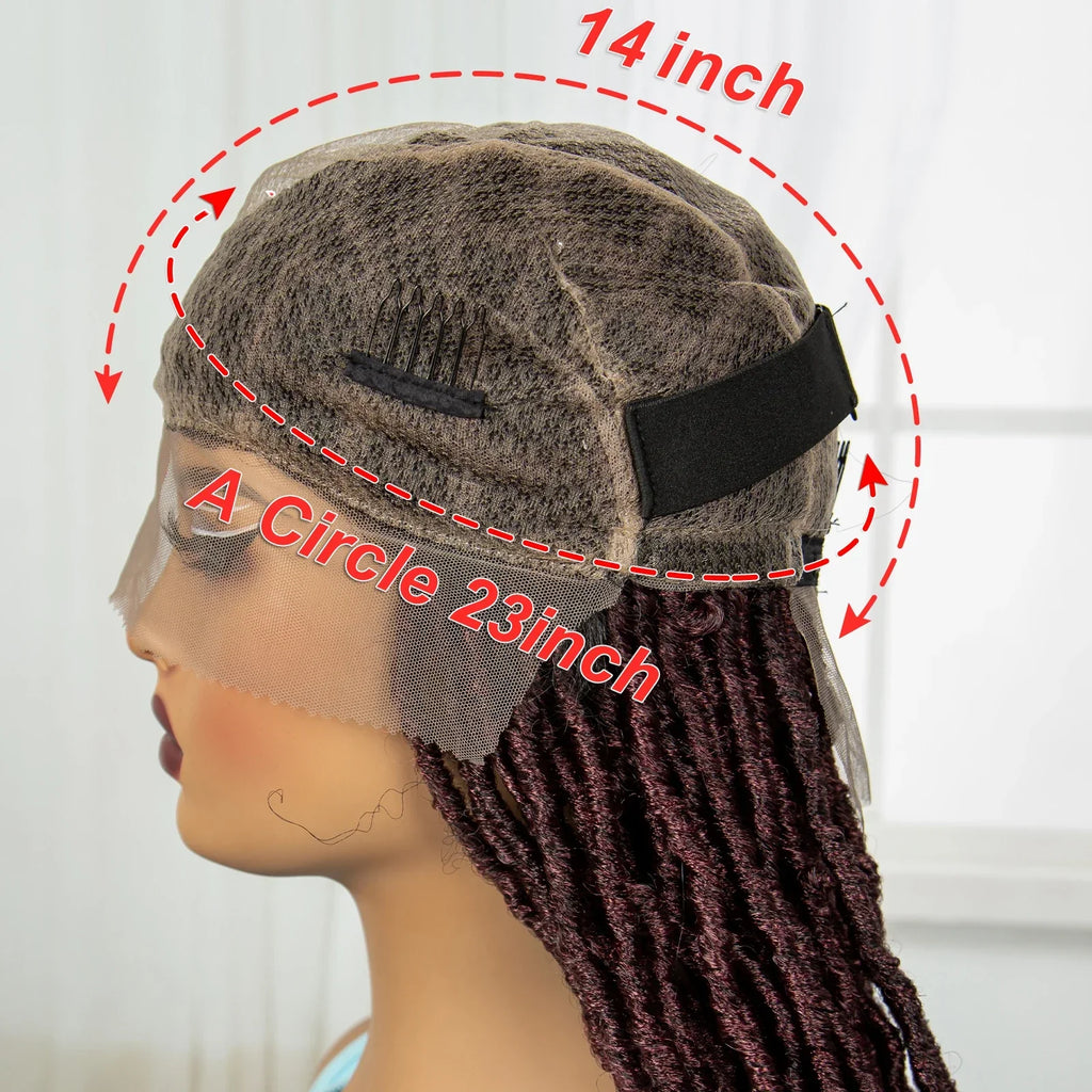 24" Knotless Box Locs Braided Wig | Full Lace Frontal Dreadlock Style