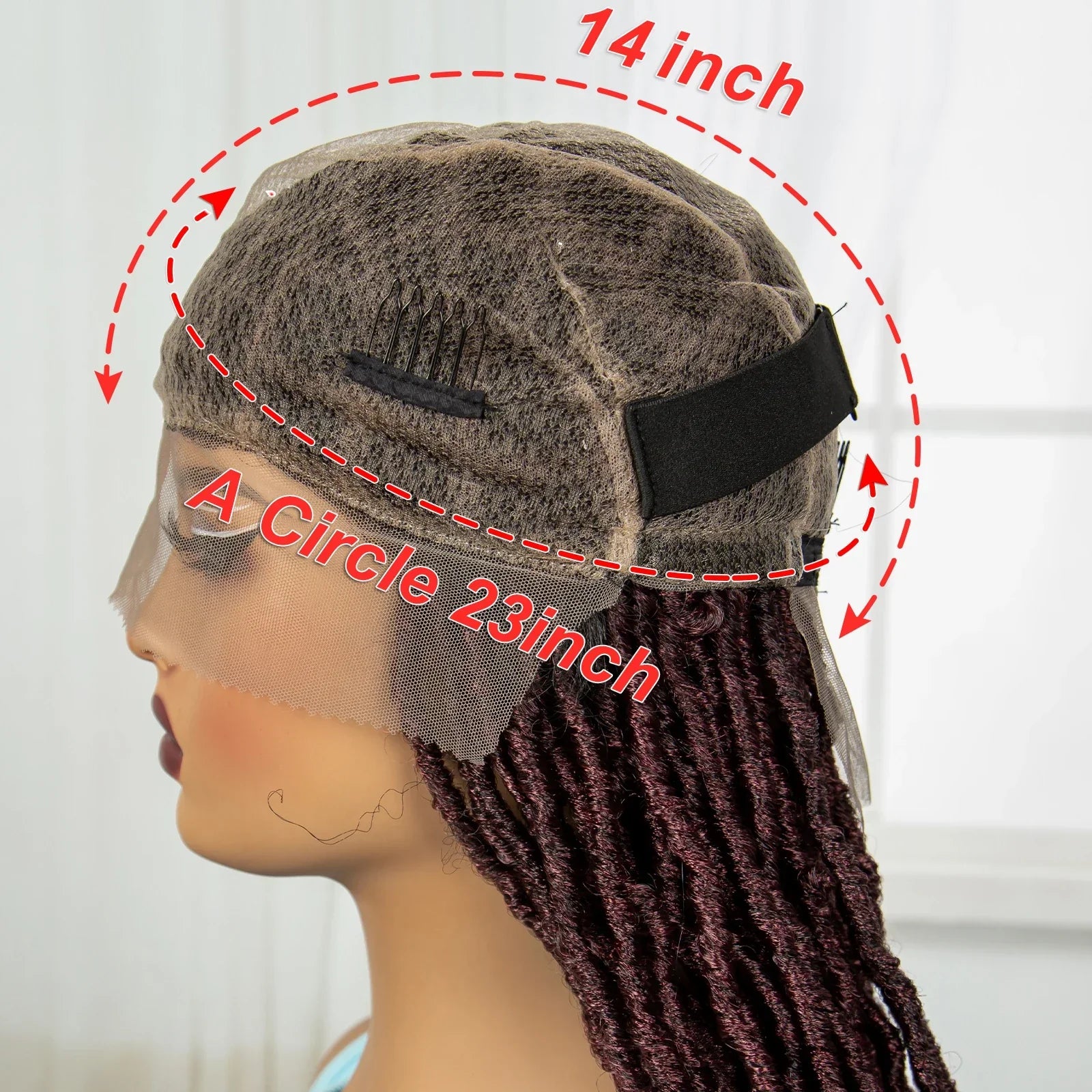 24" Knotless Box Locs Braided Wig | Full Lace Frontal Dreadlock Style