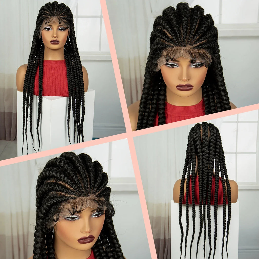 32" Natural Cornrow Knotless Braids Wig | Full Lace | Baby Hair
