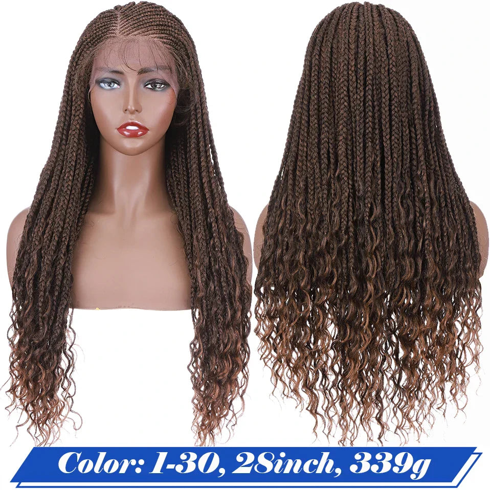 28" Knotless Box Braids Wig | Long | Lace Front | With Baby Hair | Afro Brazilian Style