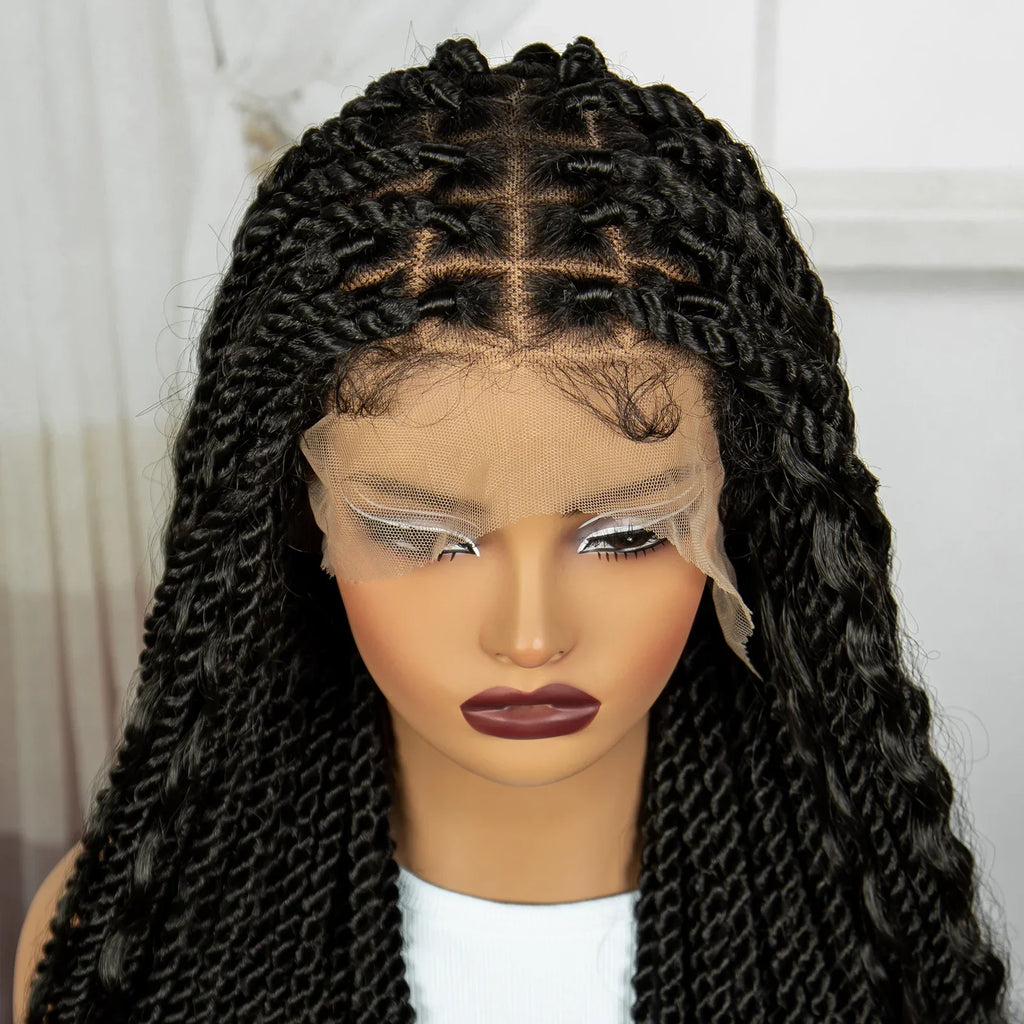 36" Boho Knotless Box Braids Wig | Natural HD Full Lace | Baby Hair