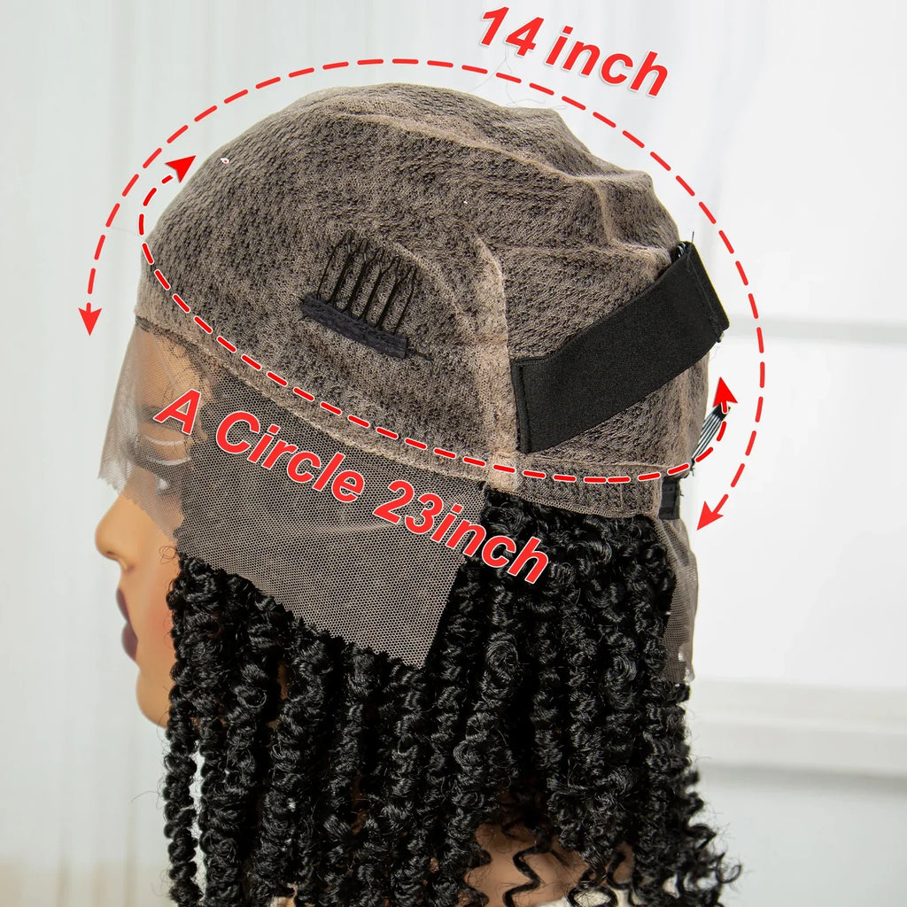 14" Full Lace Twisted Braids Wig with Baby Hair | Natural Looking Synthetic Lace Frontal Braided Wig for Black Women
