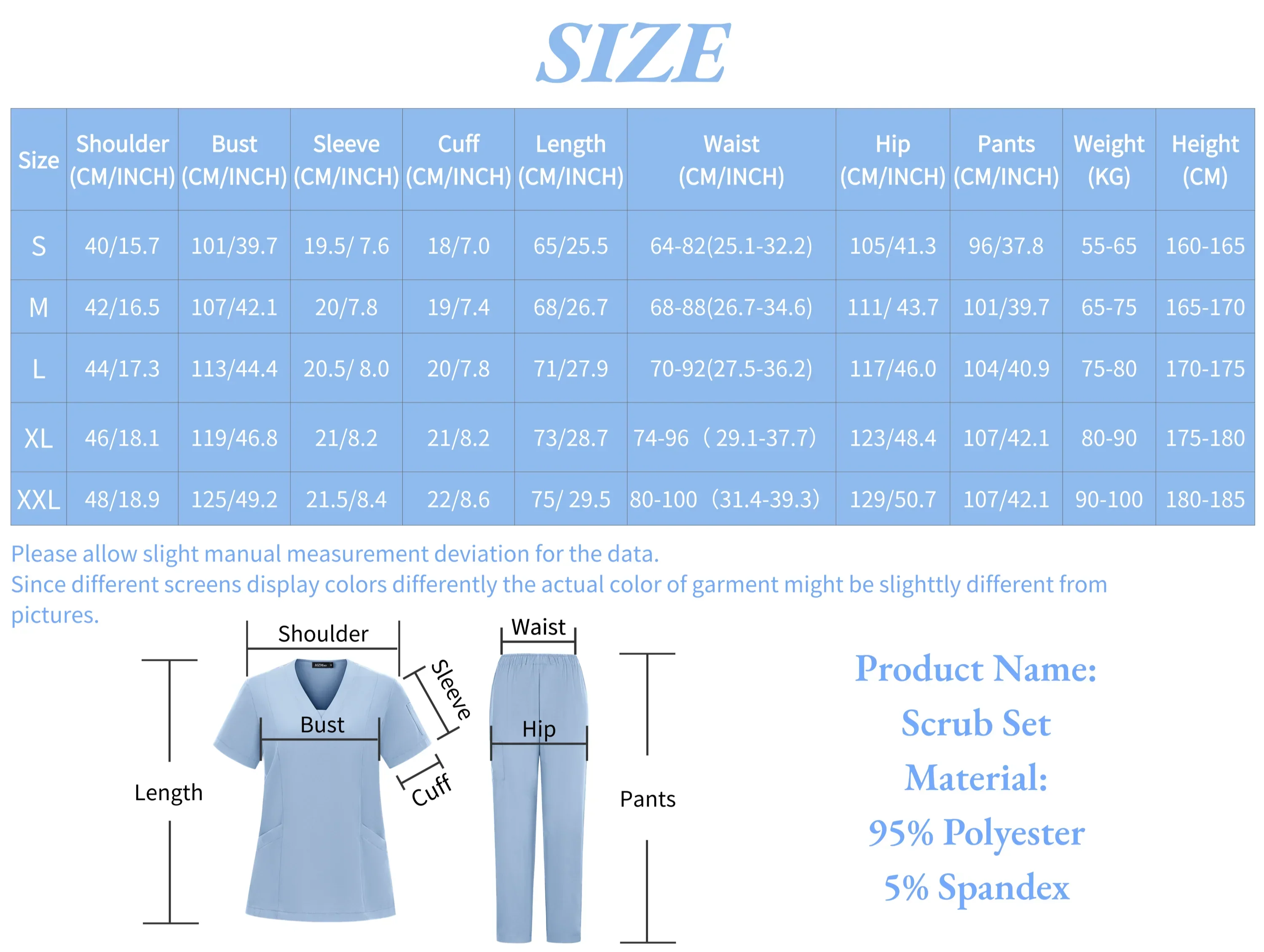 1pc Solid Color Scrubs Pants