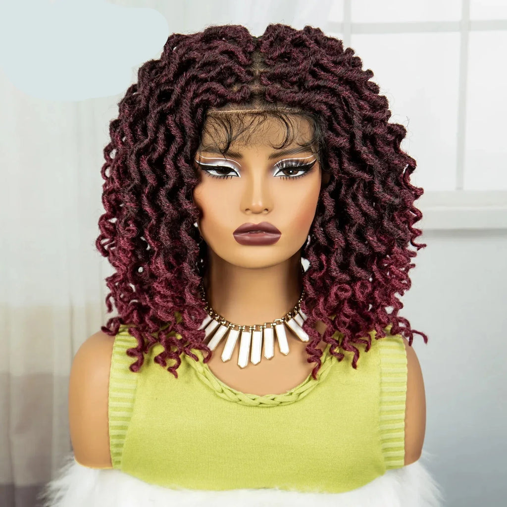 99J Burgundy Faux Locs Full Lace Wig | Baby Hair | Transparent Lace Front | Crochet Braids | Black Women