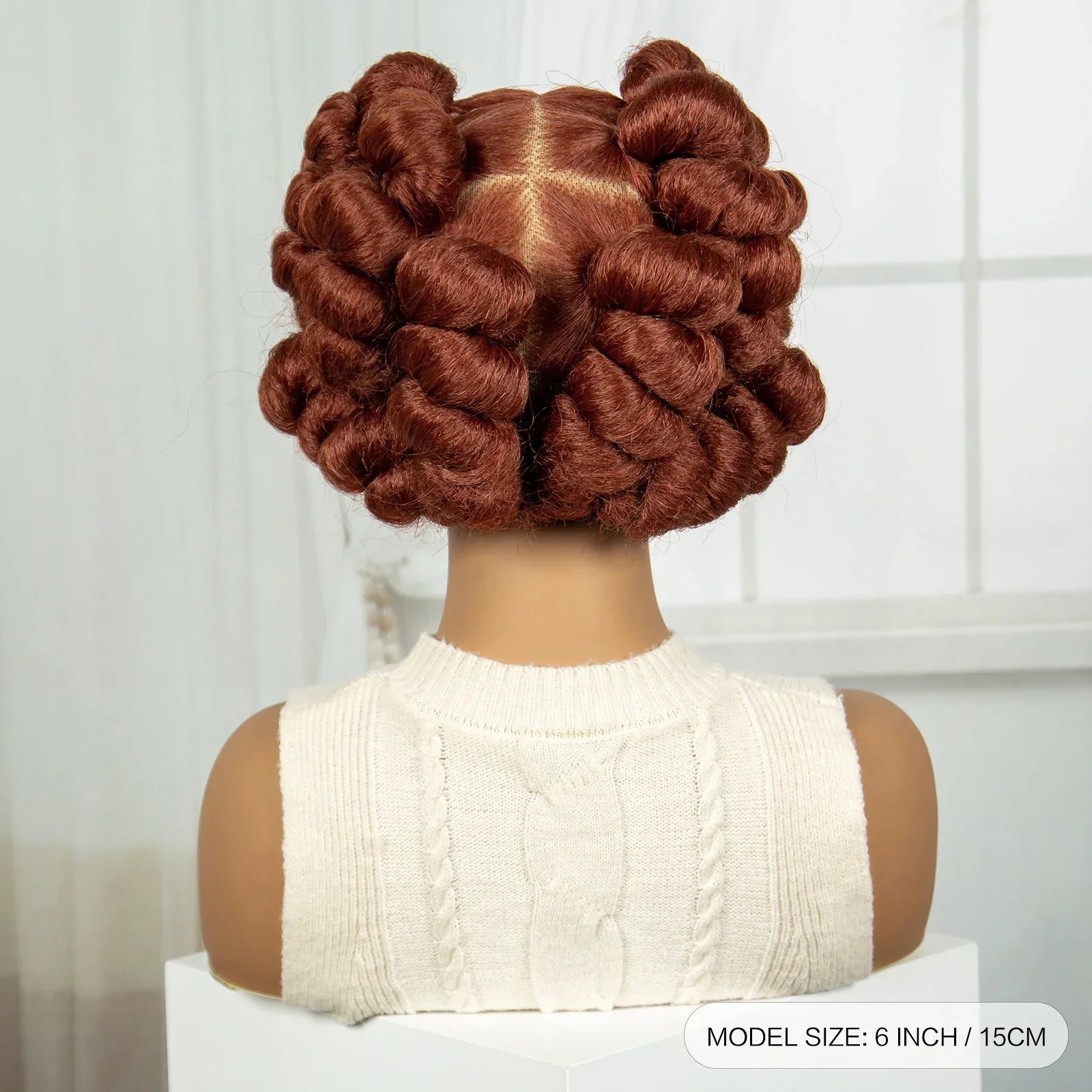 6" Short Bantu Knotless Braids Wig | 1B/30 Ombre | Full Lace