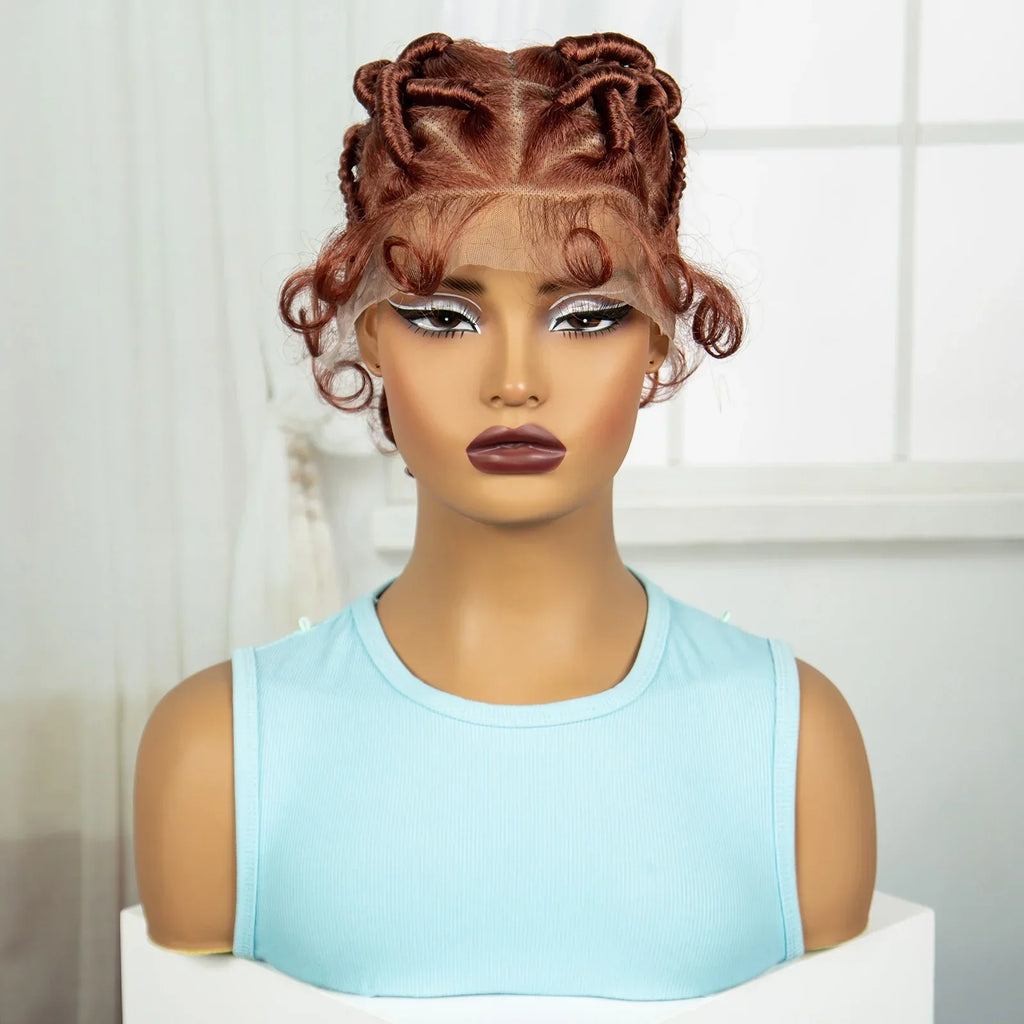 613 Blonde Short Handmade Bantu Knotless Braids Wig | Full Lace