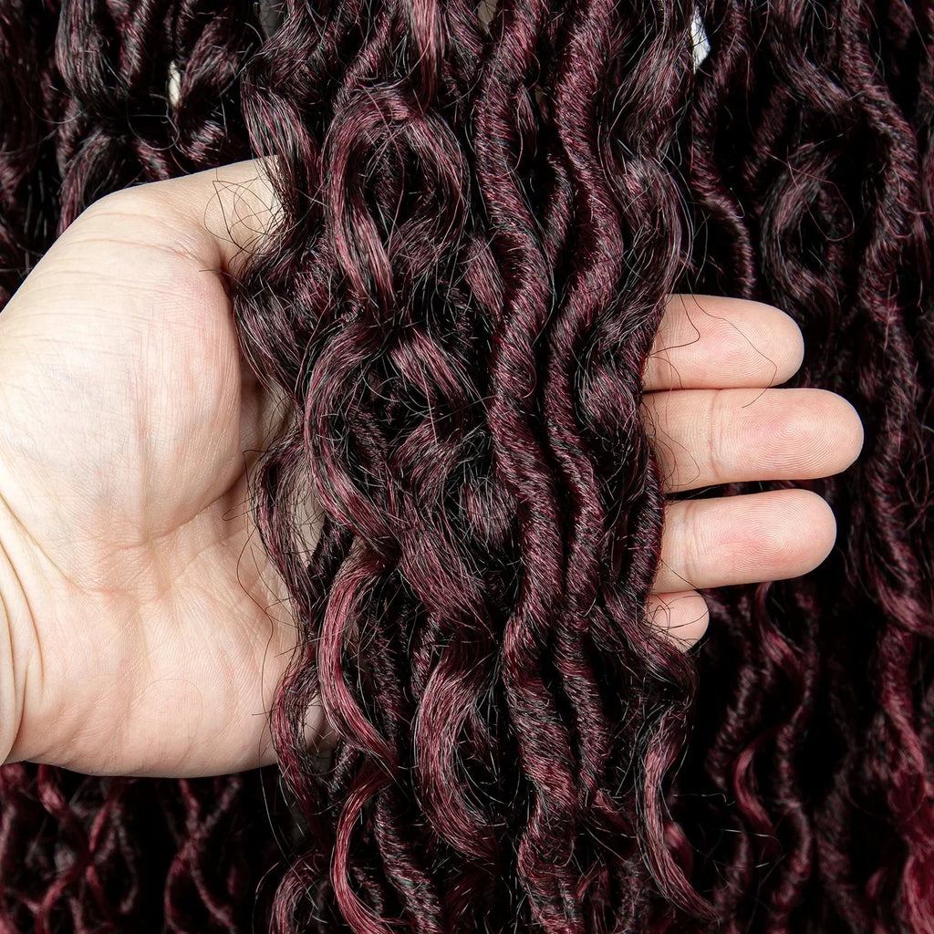 36" Knotless Dreadlock Braided Full Lace Wig | Curly Ends | Synthetic Locs Braids | Black Women