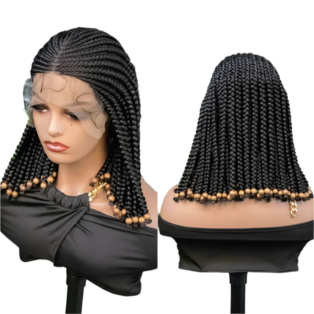 14" Short Braided Bob Wig | Lace Front | Heat Resistant | Black Women