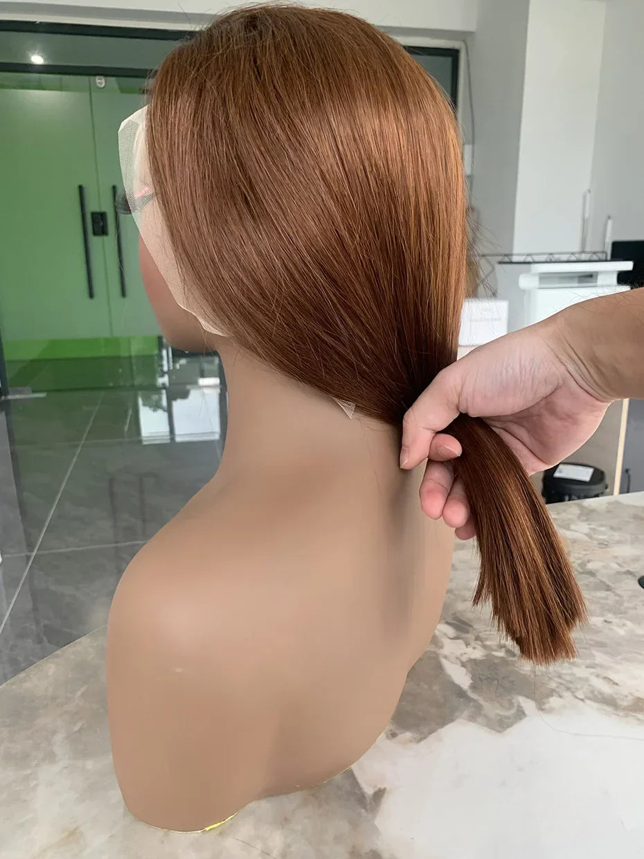 #4 Chocolate Fall Brown Bone Straight Bob Wig | 13x4 Transparent Lace Front Raw Vietnamese Human Hair (250% Density)