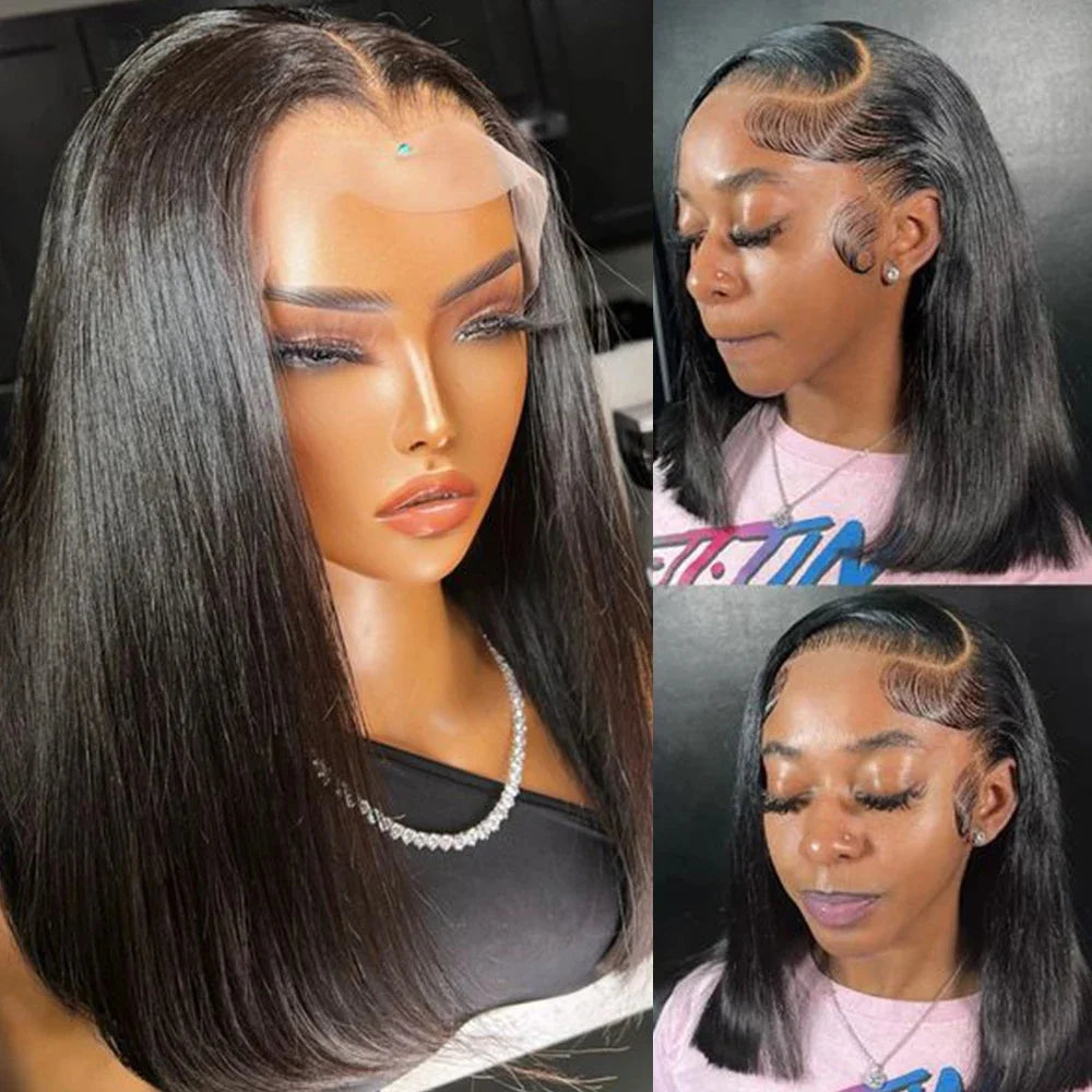 10-16 inch Short Straight Bob Wig | Brazilian Remy Human Hair | 13x4 Lace Frontal | Natural Looking | Ready to Wear