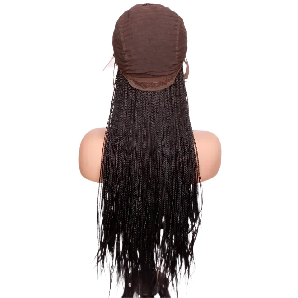 4" Micro Box Braids Cornrow Wig | 13x3 Lace Front | Hand Braided | Synthetic Hair | Black Women