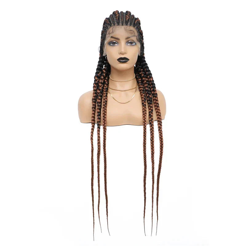 36" Cornrow Knotless Braids Wig | 360 Full Lace | Baby Hair | Synthetic