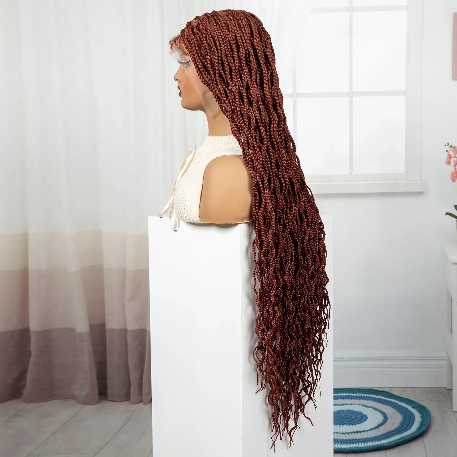 36" Long 613 Blonde Knotless Box Braids Wig | Full Lace Frontal Twist