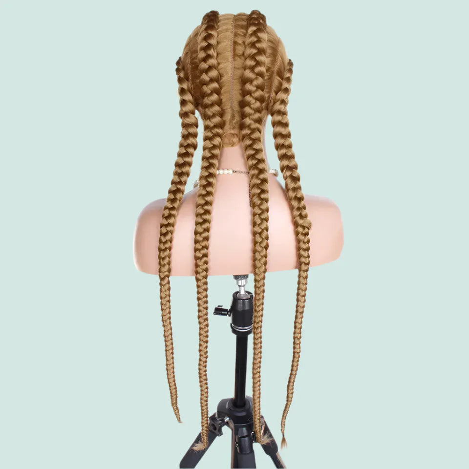 99J Burgundy Box Braids Wig | 360 Lace Braided Wig | 4 Braids | Synthetic Hair