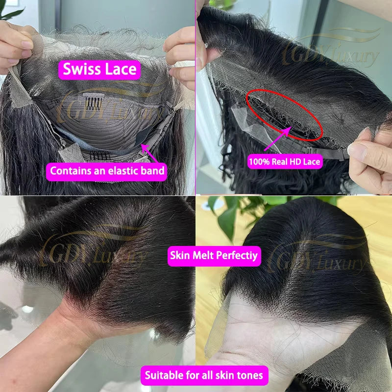 250% Density HD Lace Frontal Wig | Super Double Drawn Straight Virgin Human Hair | Natural Black