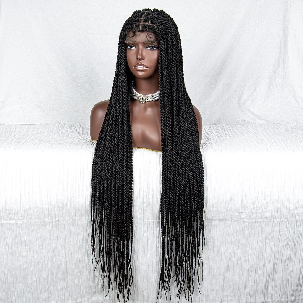 40" Long Straight Braided Wig | Full Lace | Baby Hair | Colored Braids