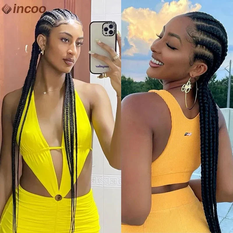 36" Twist Braided Wig | Cornrows & Goddess Braids | Full Lace Frontal | Baby Hair