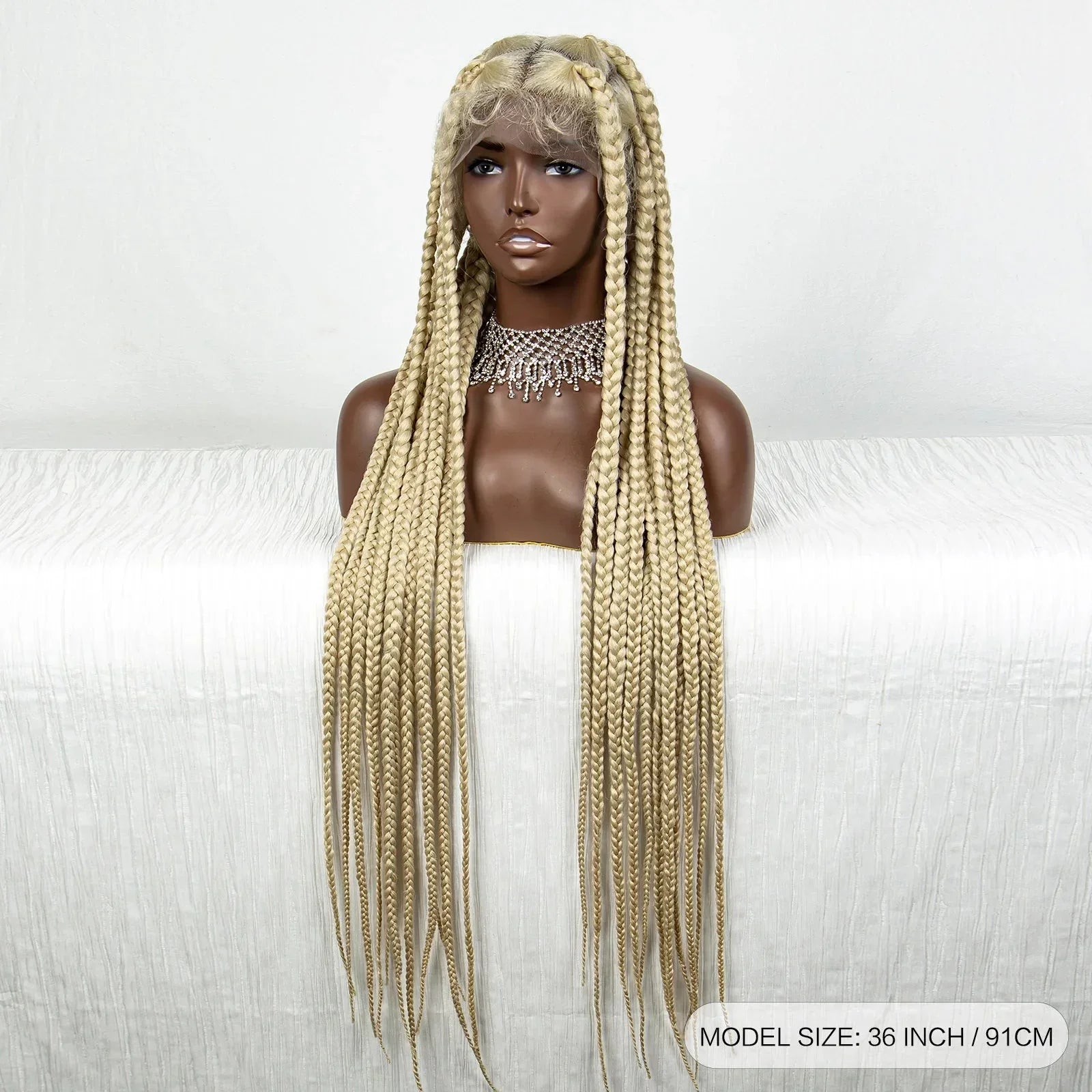 36" Purple Knotless Box Braids Wig | Transparent Full Lace | Baby Hair | Synthetic