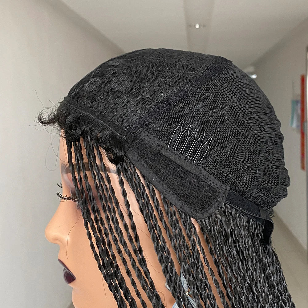 30" Long 2 Twist Box Braids Wig | Micro Braids | Fake Scalp | Synthetic | With Baby Hair | For Black Women