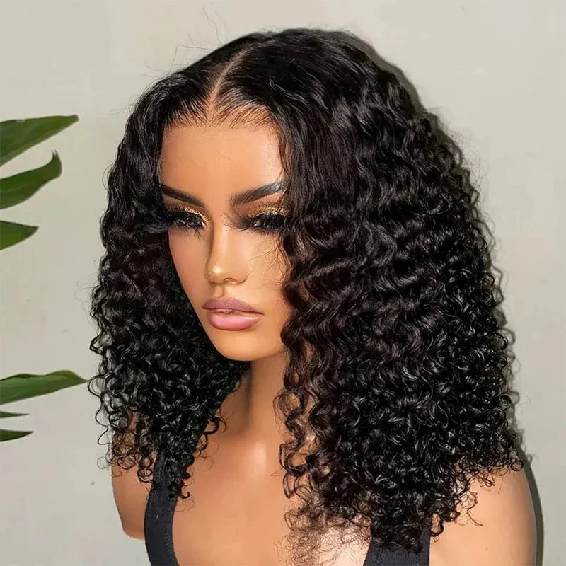 12" Deep Wave Bob Wig | 4x4 Lace Closure Wig | Glueless Virgin Brazilian Human Hair