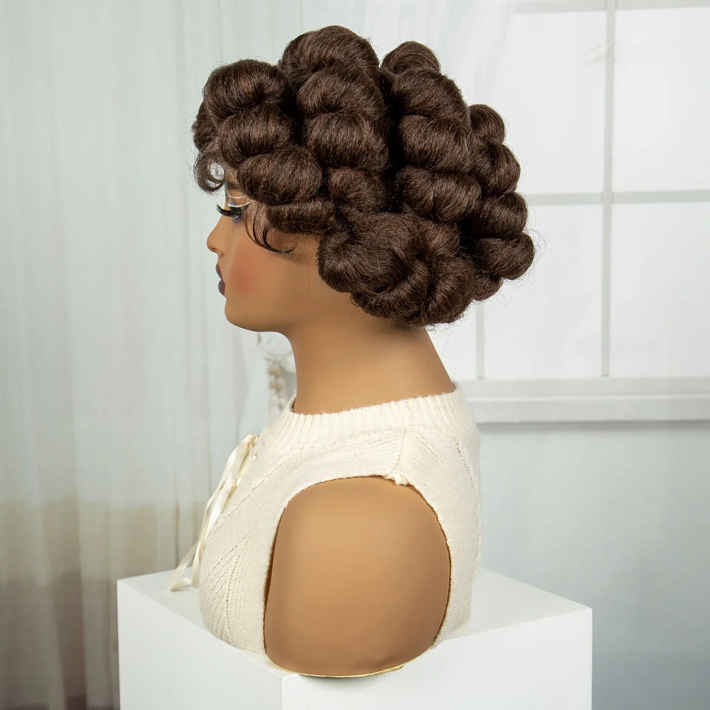 6" Short Bantu Knotless Braids Wig | 1B/30 Ombre | Full Lace