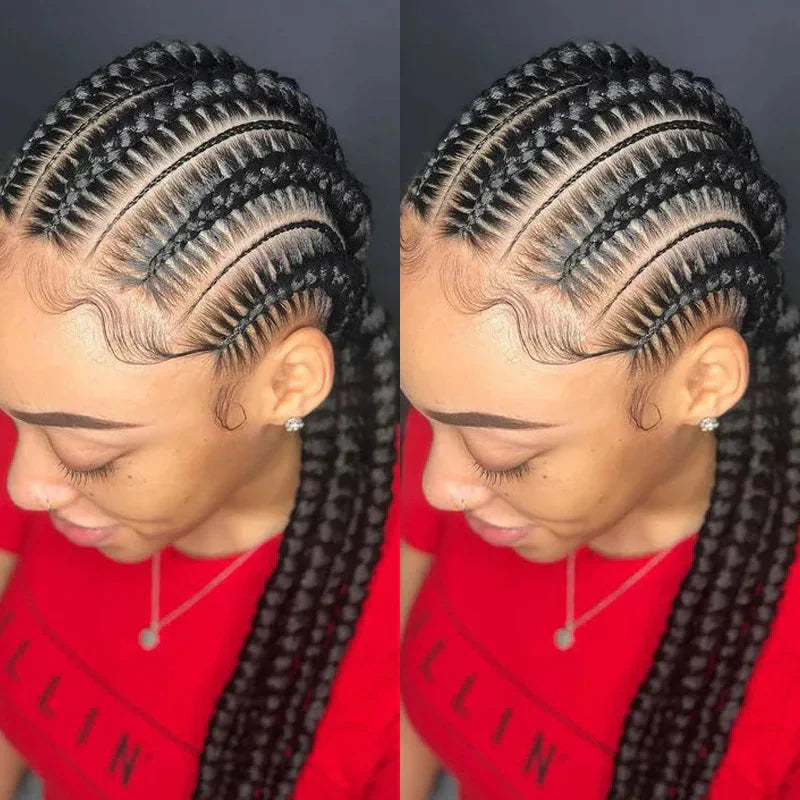 36" Jumbo Dutch Twins Cornrows Wig | Full Lace Front | Synthetic Braids | Black Women