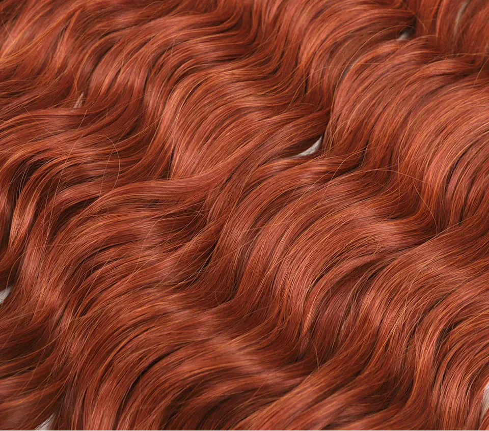 24" Orange Twist Crochet Hair | Synthetic Deep Wave Braiding Hair Extensions | Water Wave Hair | Heat Resistant Fiber | 60 Strands/Pack