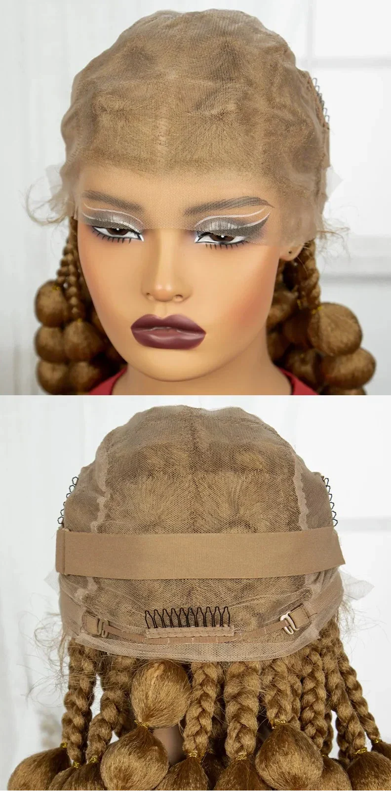 40" Ombre Knotless Bantu Braids Wig | Handmade Full Lace | Baby Hair