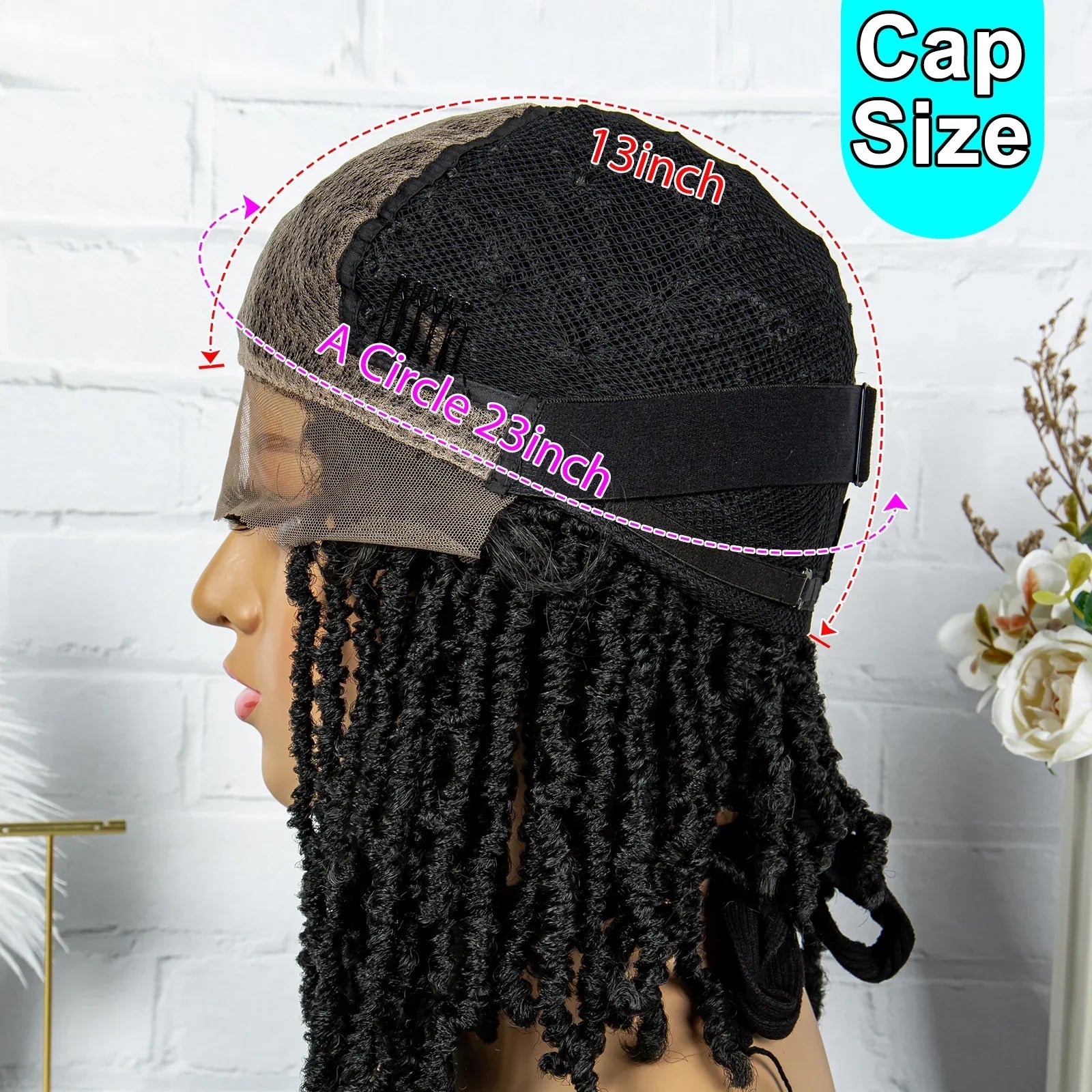 14" Knotless Butterfly Locs Lace Front Wig | Synthetic Dreadlock Braids | Black Women