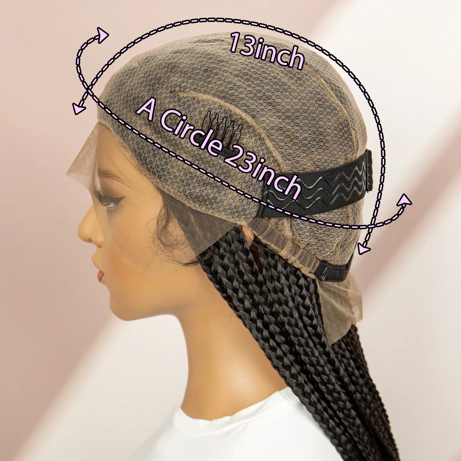 34" Box Braided Full Lace Wig | Braids with Bangs | Synthetic Hair Wig for Black Women | Kanekalon