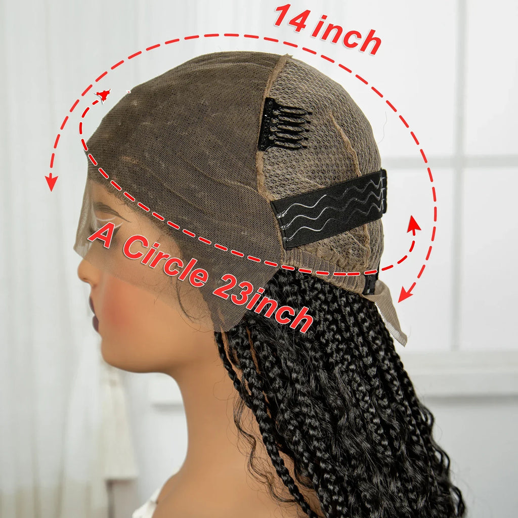 36" Long Boho Knotless Braids Wig | Curly Ends | Full Lace | Baby Hair