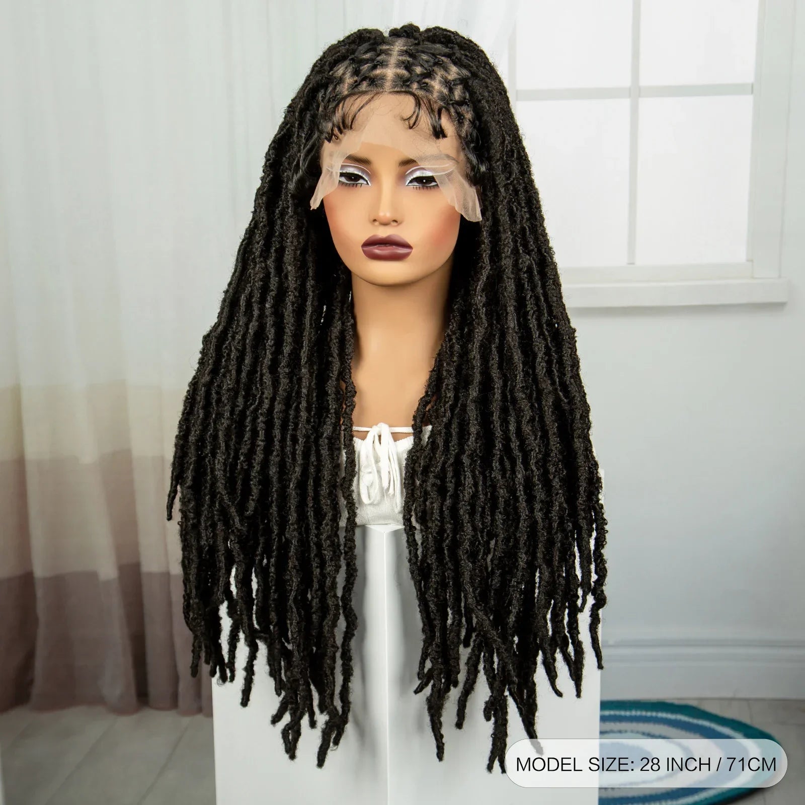 28" Cornrow Faux Locs Full Lace Wig | Goddess Braids | Baby Hair | Knotless Box Braids