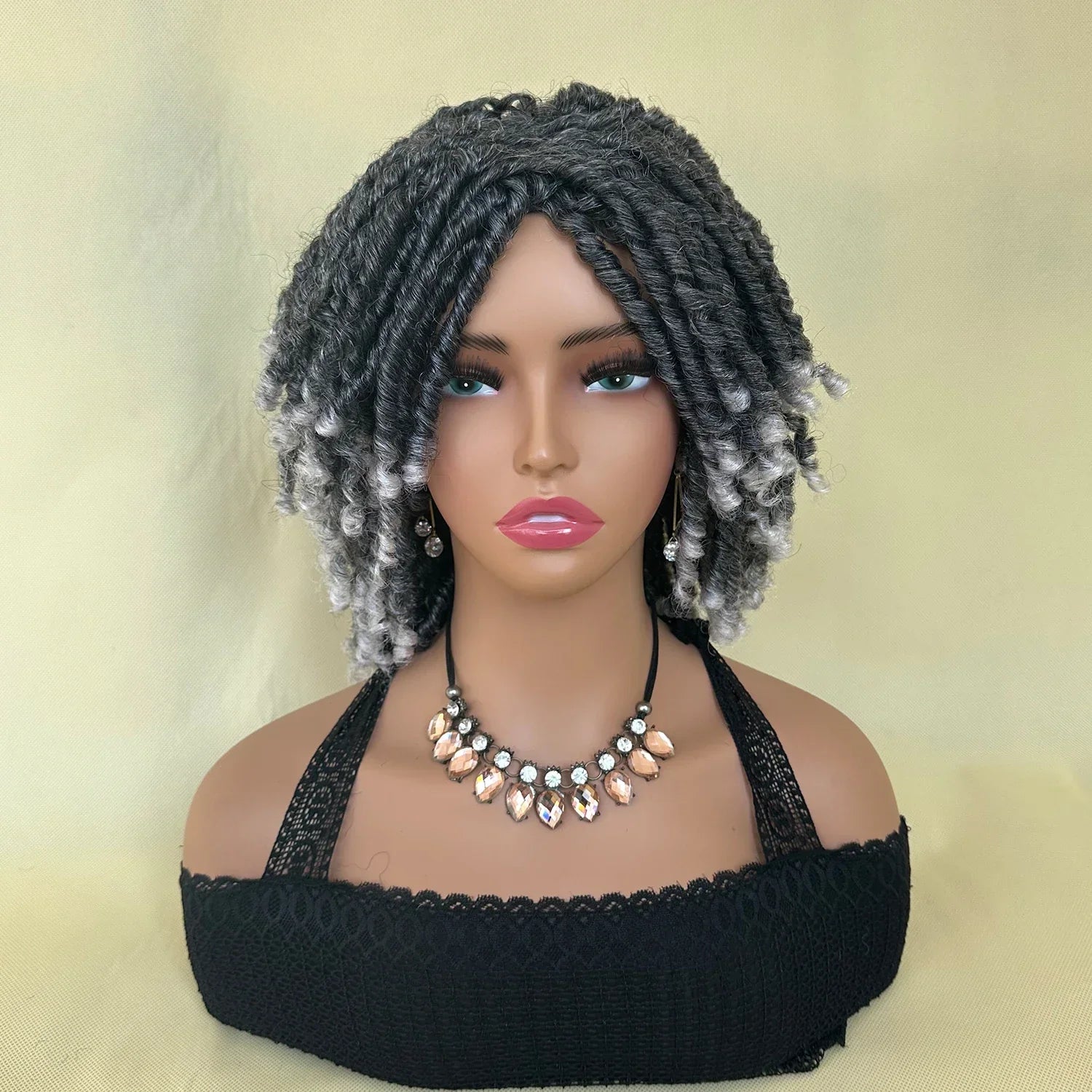 Afro Bob Faux Locs Wig | Crochet Twist Braids | Short Dreadlocks Wig | Synthetic Braided Wig