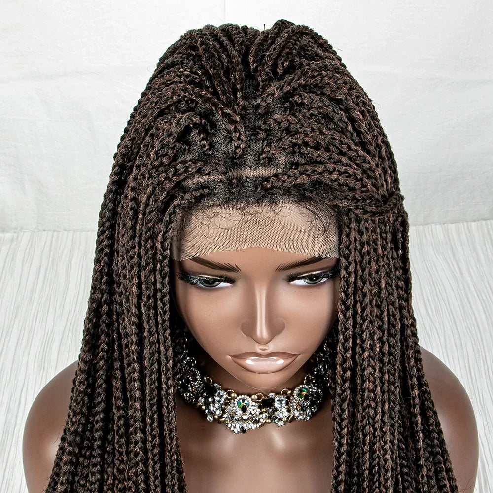 36" Water Wave Braided Wig | Lace Front | Baby Hair | Long Braids