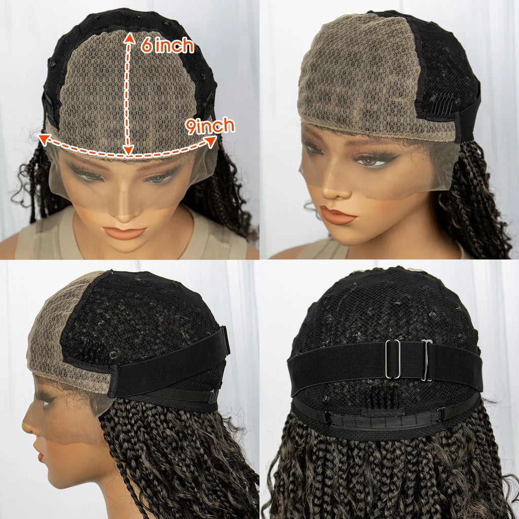 32" Boho Knotless Braided Wig | Bohemian Box Braids | Lace Front Wig with Baby Hair | Synthetic Hair