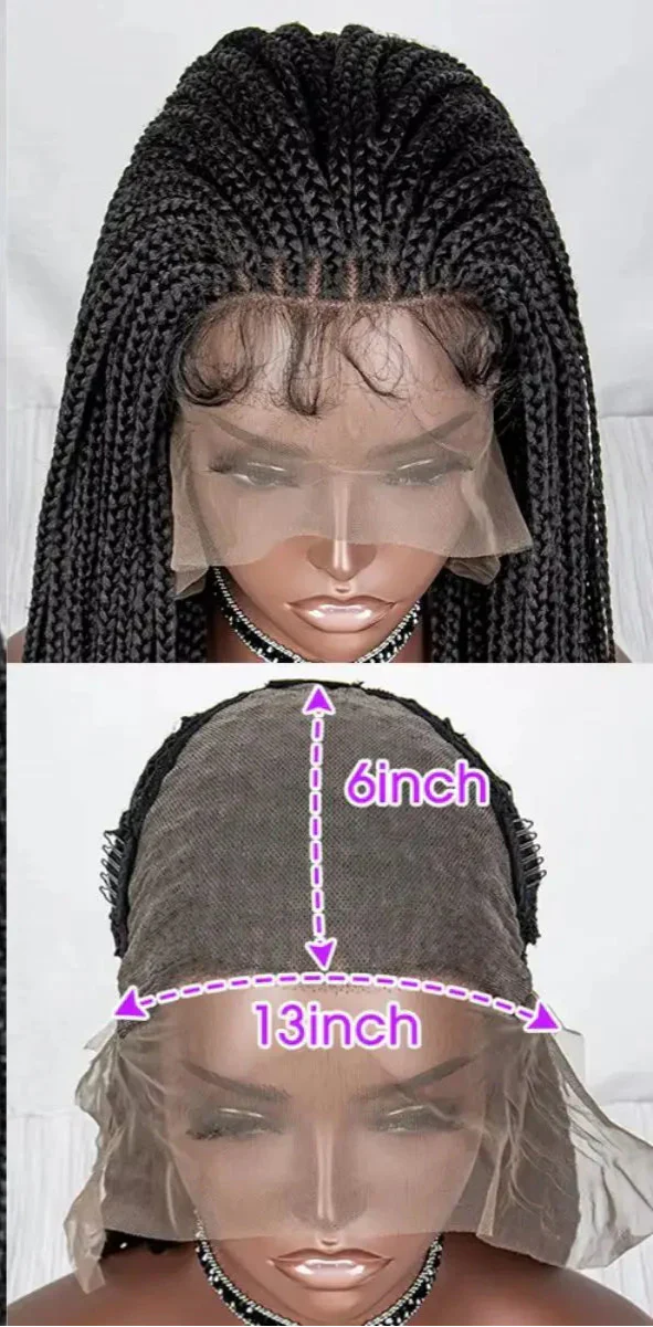 36" Handmade Knotless Box Braids Lace Frontal Wig | 13x6 Lace | Baby Hair | Synthetic Braids