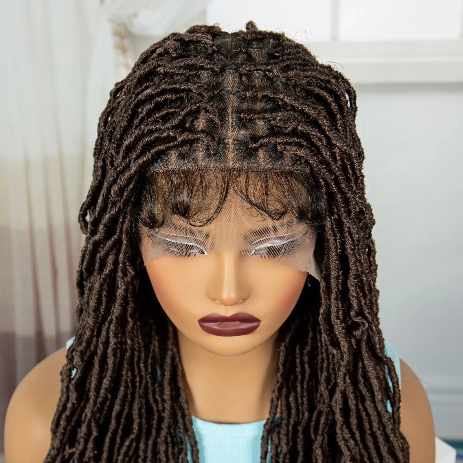 24" Knotless Box Locs Braided Wig | Full Lace Frontal Dreadlock Style