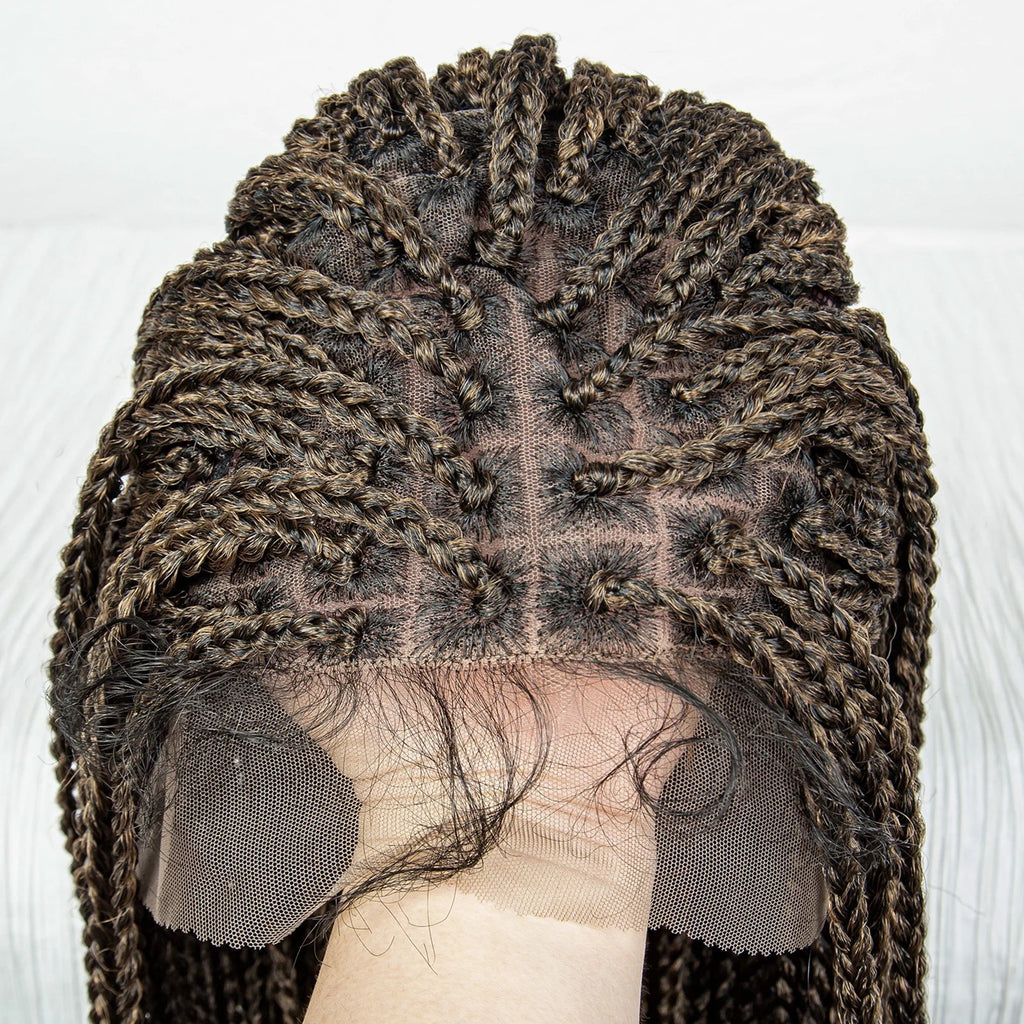 36" Water Wave Braided Wig | Lace Front | Baby Hair | Long Braids