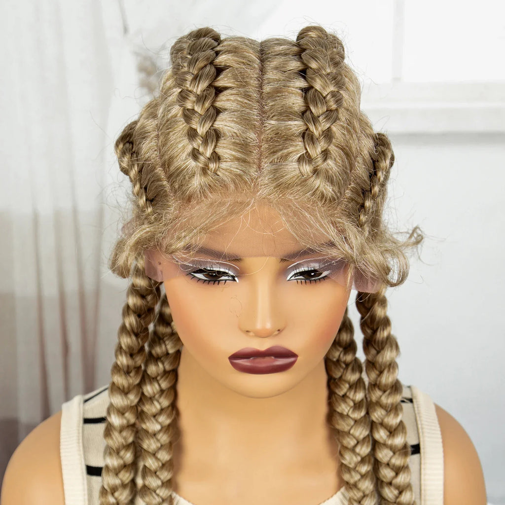 36" Natural Cornrow Braids Wig | Lace Front | Baby Hair | Long Braids