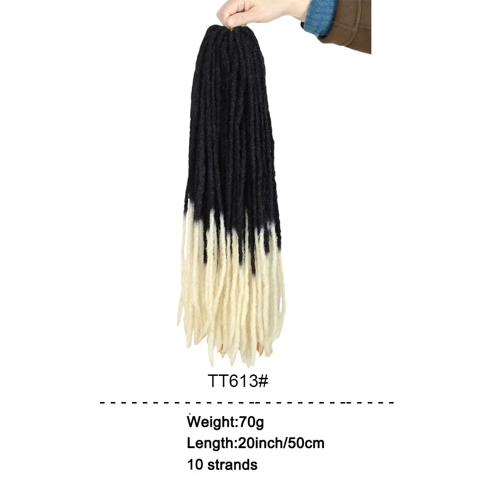 20-Inch Ombre Soft Dreadlocks Crochet Hair | Straight Synthetic Faux Locs for Black Women (Kanekalon Fiber)