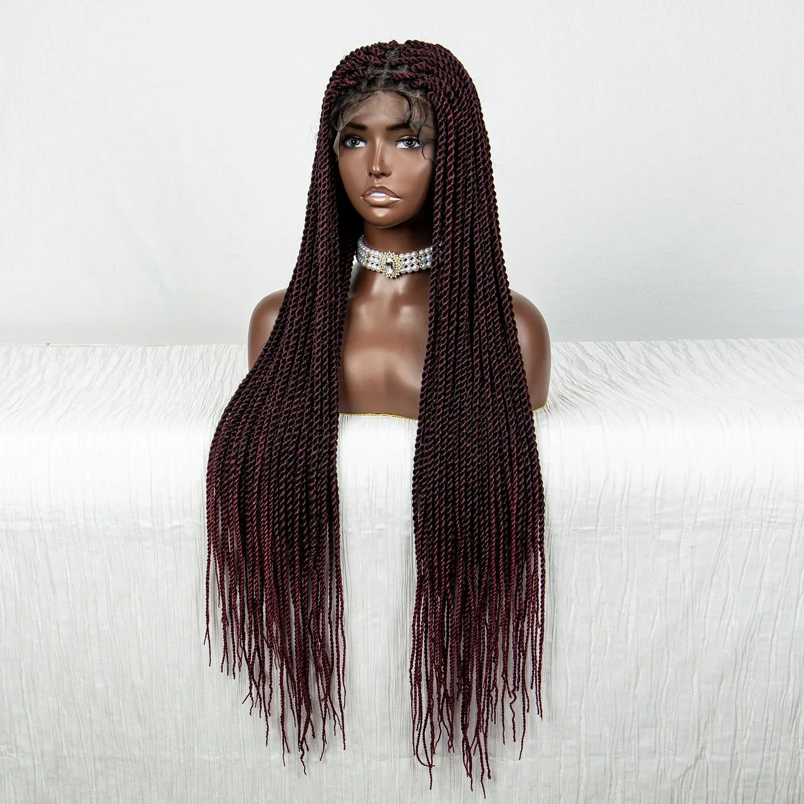 40" 360° HD Full Lace Knotless Twist Braids Wig | Blended Long Box Braids