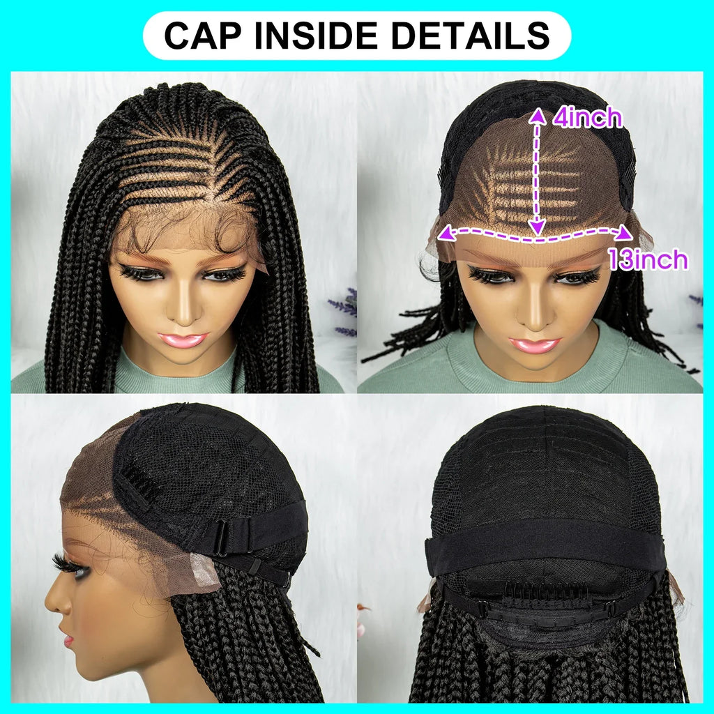 16" Short Knotless Box Braids Bob Wig | Lace Front | Afro Braided Hair