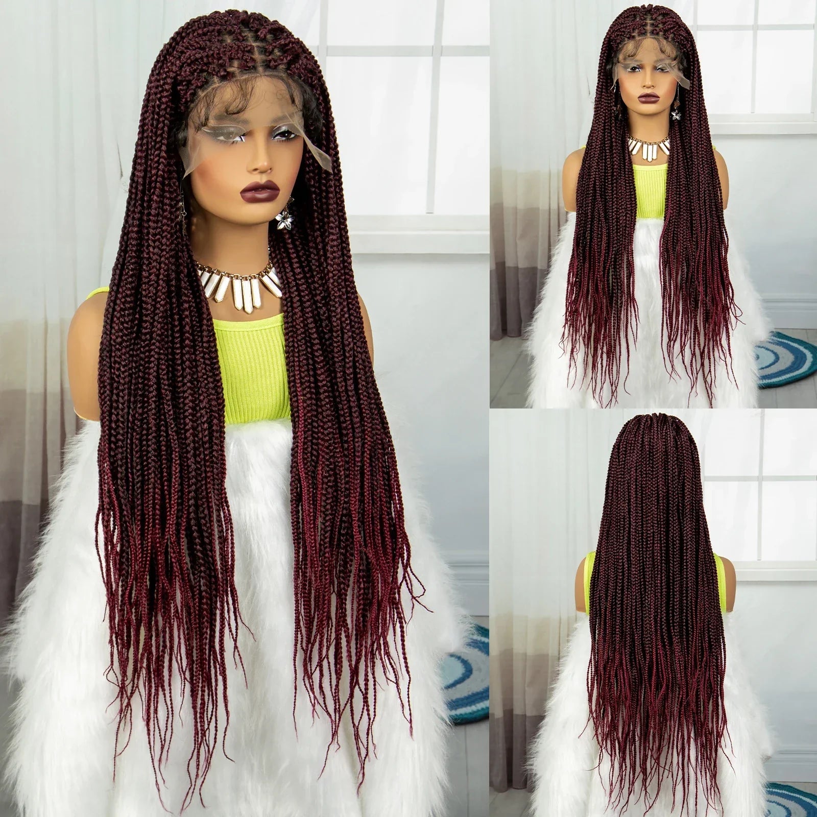 36" Ombre Knotless Braids Wig | 1B/27 | 9x6 Lace Front | Baby Hair