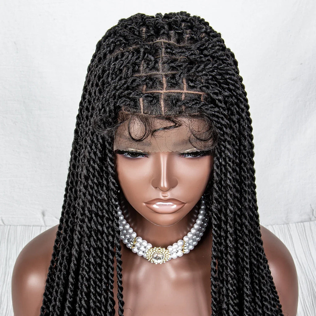 40" Long Straight Braided Wig | Full Lace | Baby Hair | Colored Braids