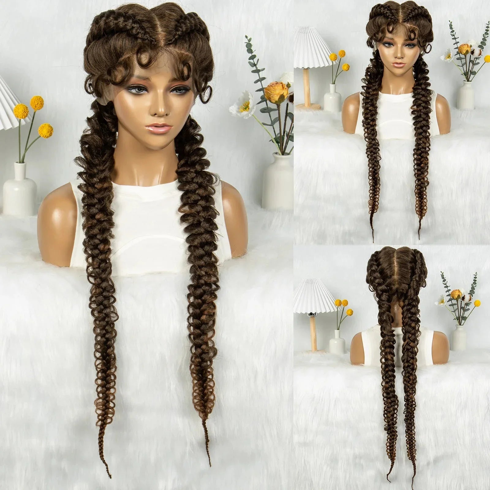 36" Twisted Braids Lace Front Wig | 13x1 | Senegalese Twist | Baby Hair | Handmade Synthetic Braids
