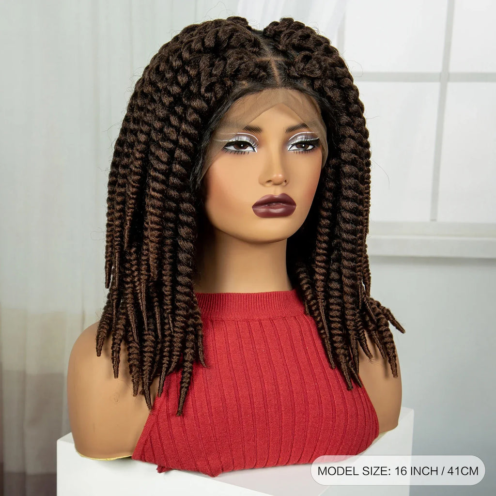 16" Twist Knotless Braids Wig | HD Full Lace | Baby Hair | Natural Look