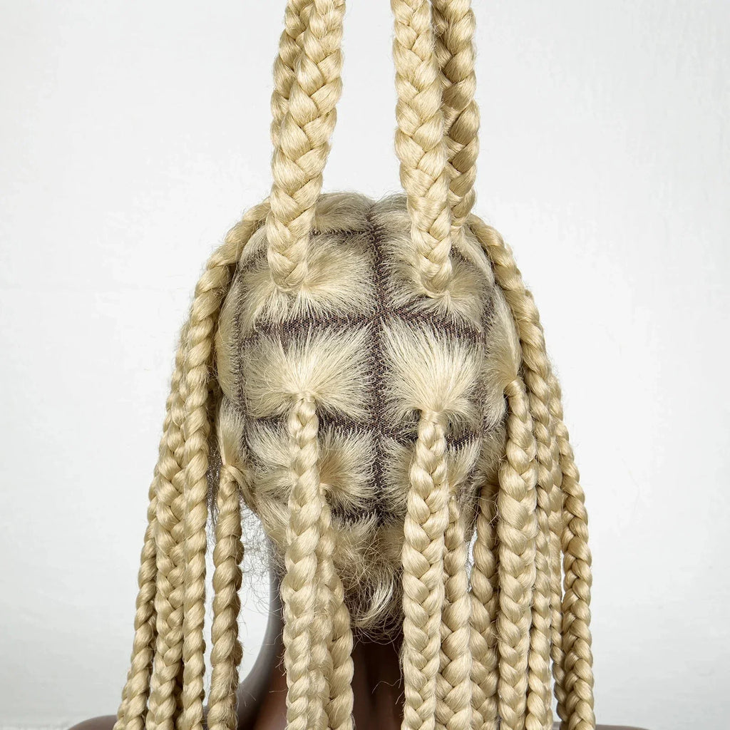 36" Purple Knotless Box Braids Wig | Transparent Full Lace | Baby Hair | Synthetic